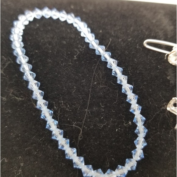 Set/3 Hair Baretts & Bracelet Blue Clear Stone - Picture 4 of 6